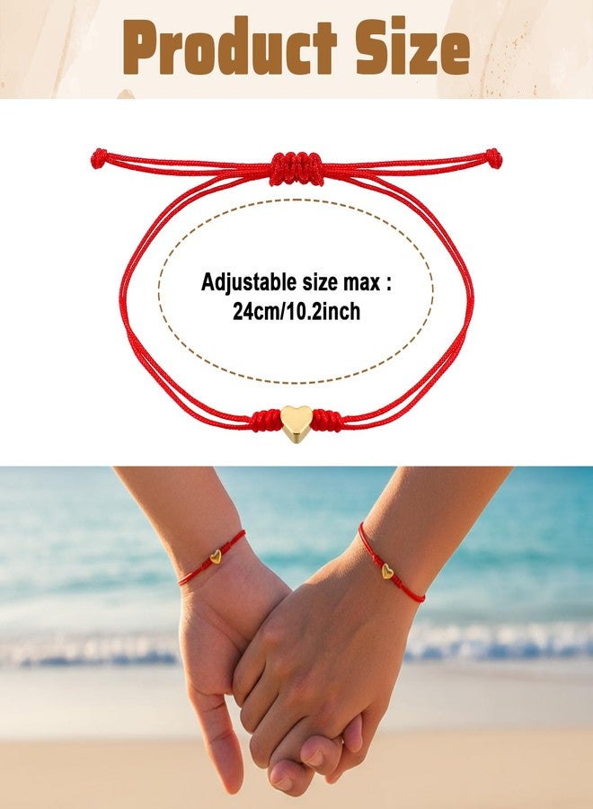 ADLABLD Red String Bracelet for Women, Matching Bracelets for Couples Mommy and Me, Father and Daughter Heart Jewelry for Protection as Christmas Gifts, Couple Best Friend Jewelry Bracelet - Image 2